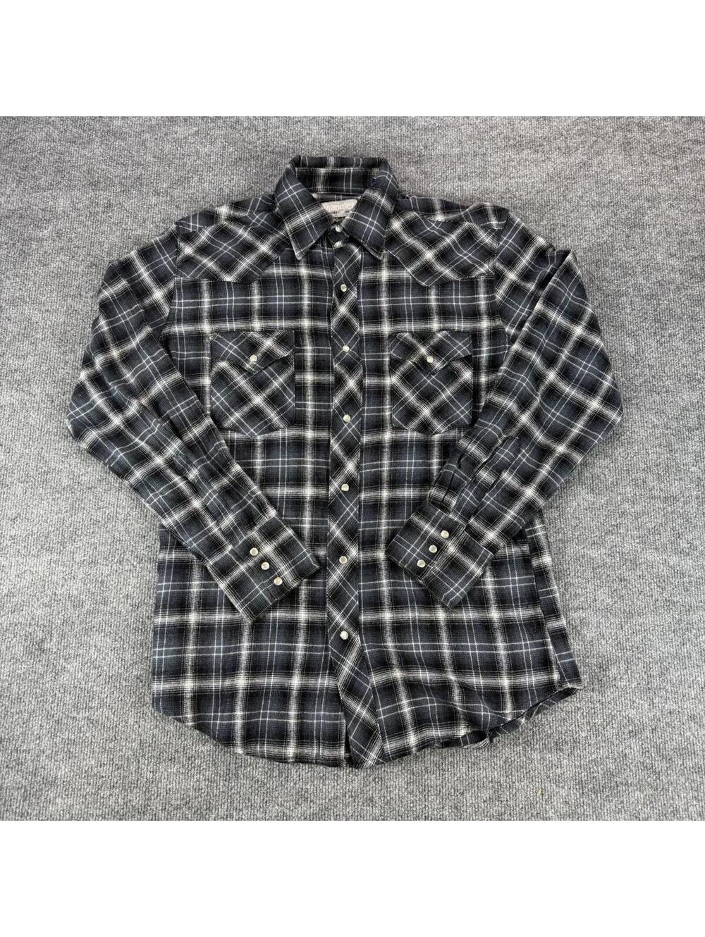 Wrangler Black White Plaid Pearlsnap Western Shirt Medium - Western, Cowboy core